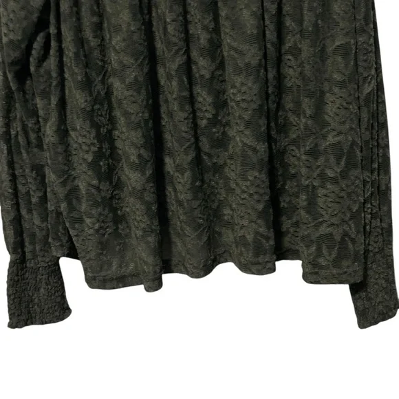 Deletta ANTHROPOLOGIE Olive Green Lace Long Sleeve Mock Neck Top - Picture 7 of 13